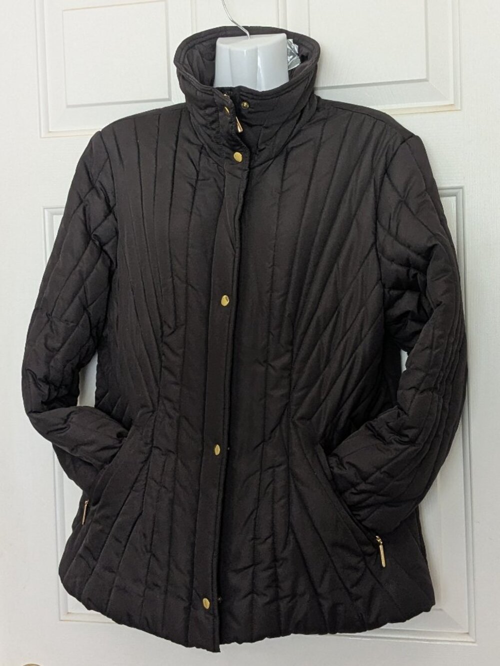 Relativity Women's Quilted Full Zip Puffer Jacket Size M Brown